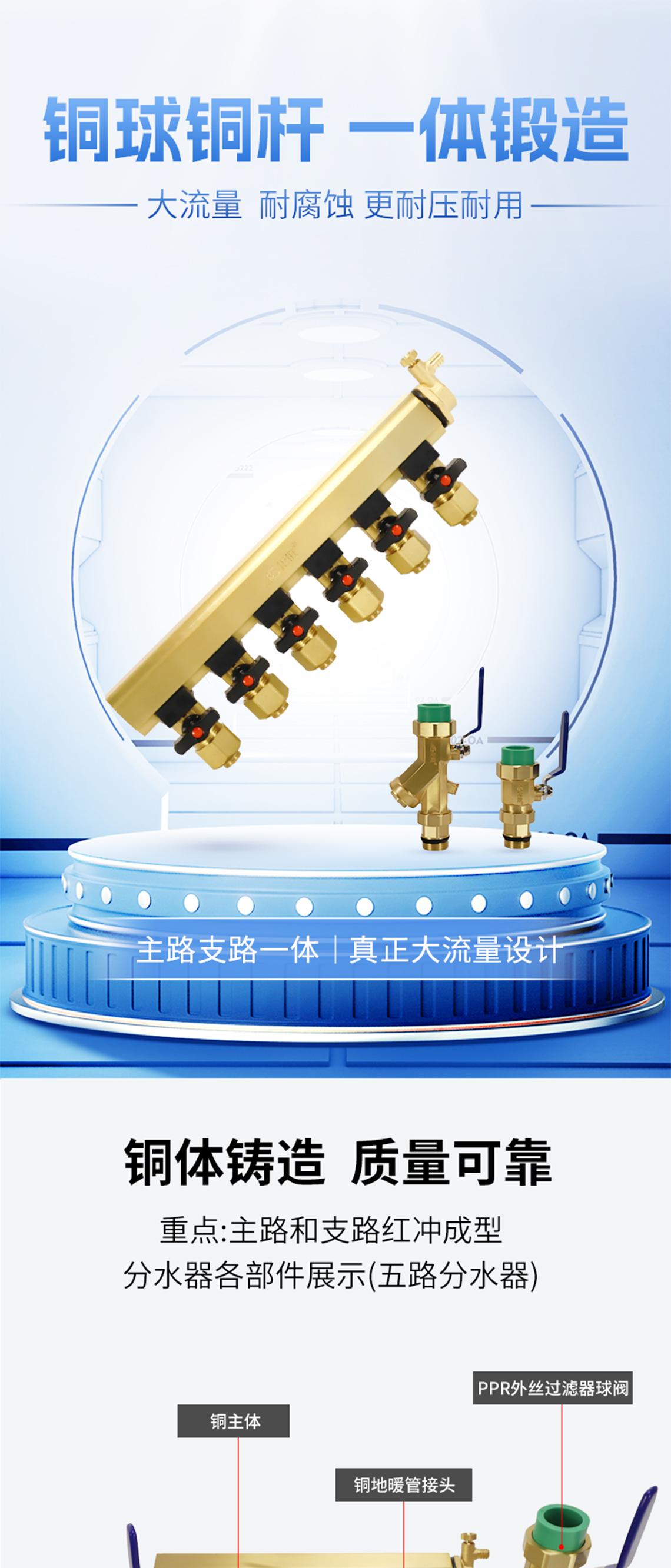 龍勝管黃銅本色集分水器